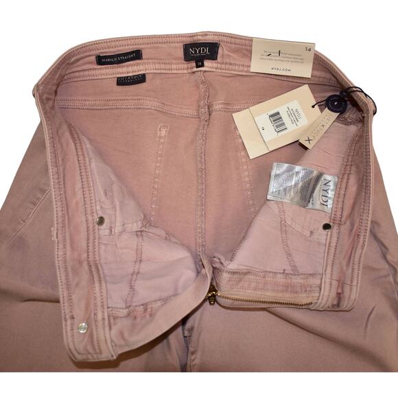 NWT NYDJ NOT YOUR DAUGHTERS JEANS Marilyn Straight Pink Ankle Cuff Jeans Size 14 - Picture 5 of 8